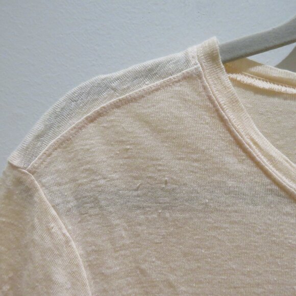 FRAME Easy True Linen Short Sleeve Slub Knit T-Shirt Light Peach Orange Casual - Picture 5 of 14